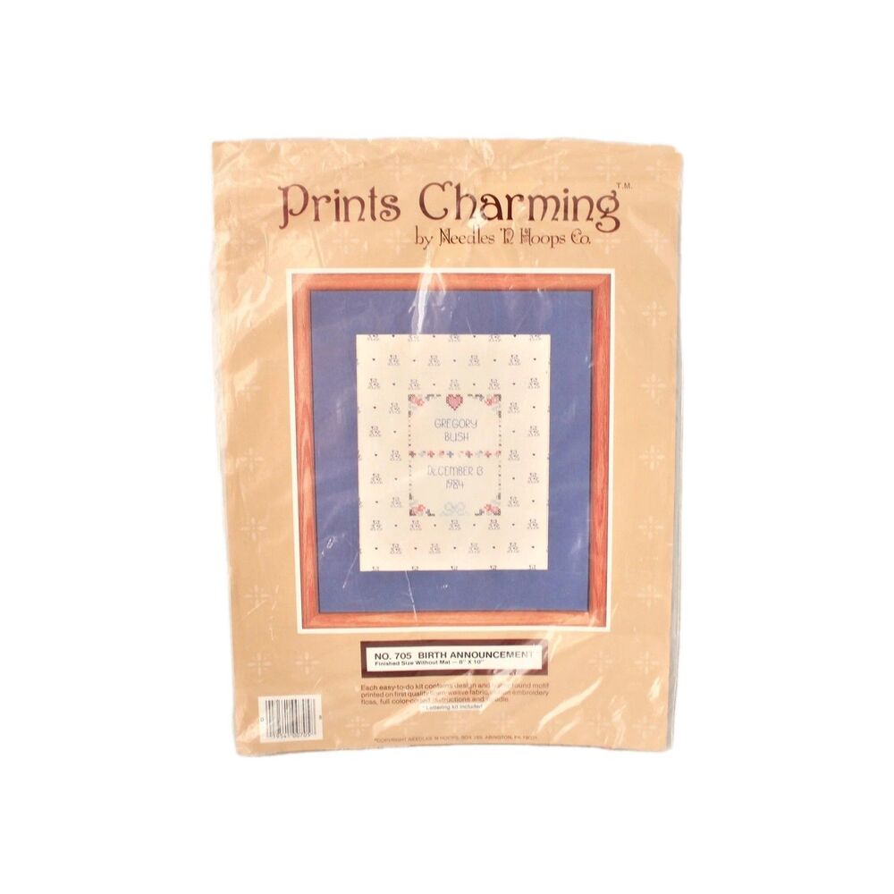 Needles & Hoops Co Embroidery Birth Announcement Prints Charming Fiber Arts
